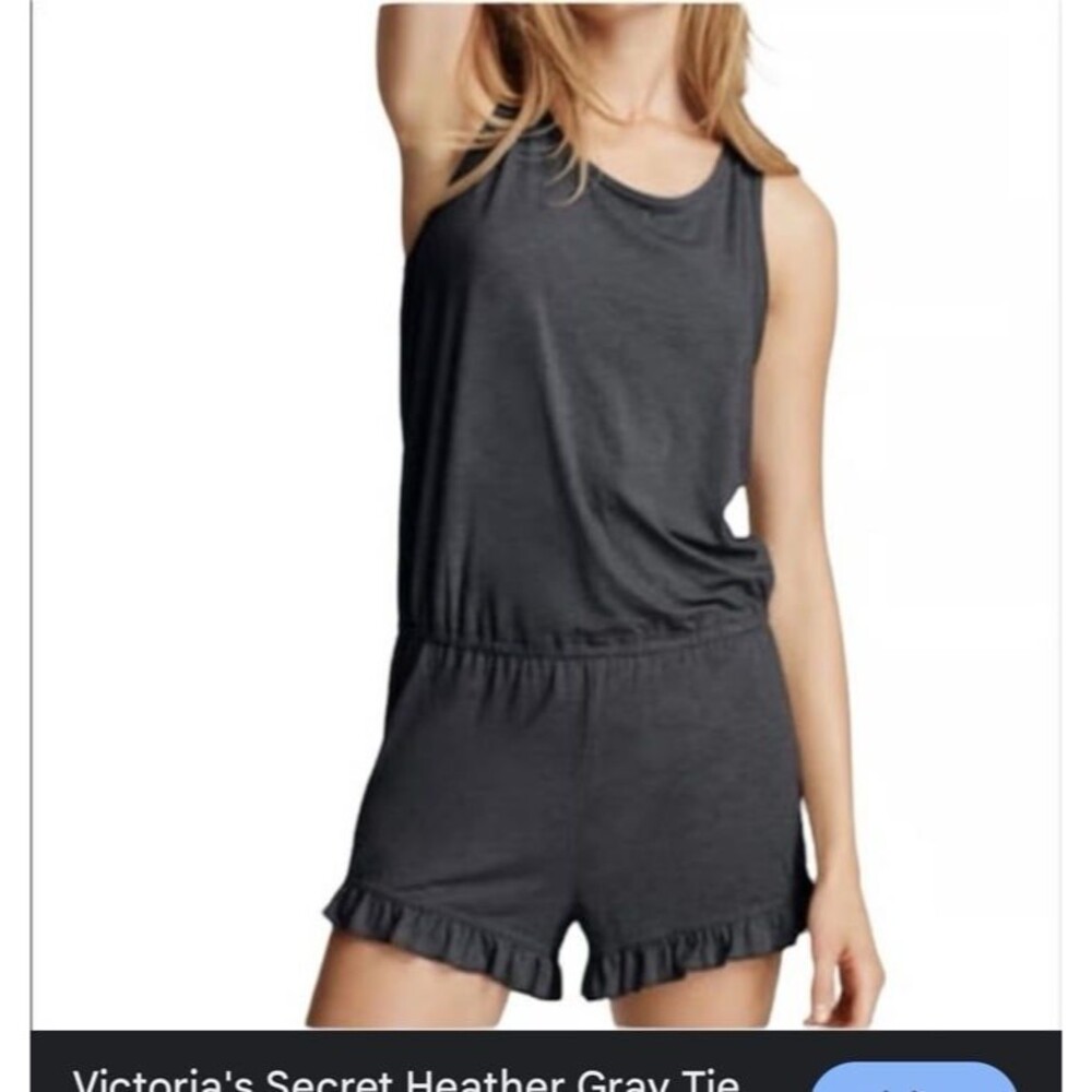 Victoria's Secret Heather Gray Tie Neck Ruffled Romper Small New with tags y2k